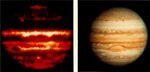Фотографии Юпитера в инфракрасном и видимом диапазоне. 